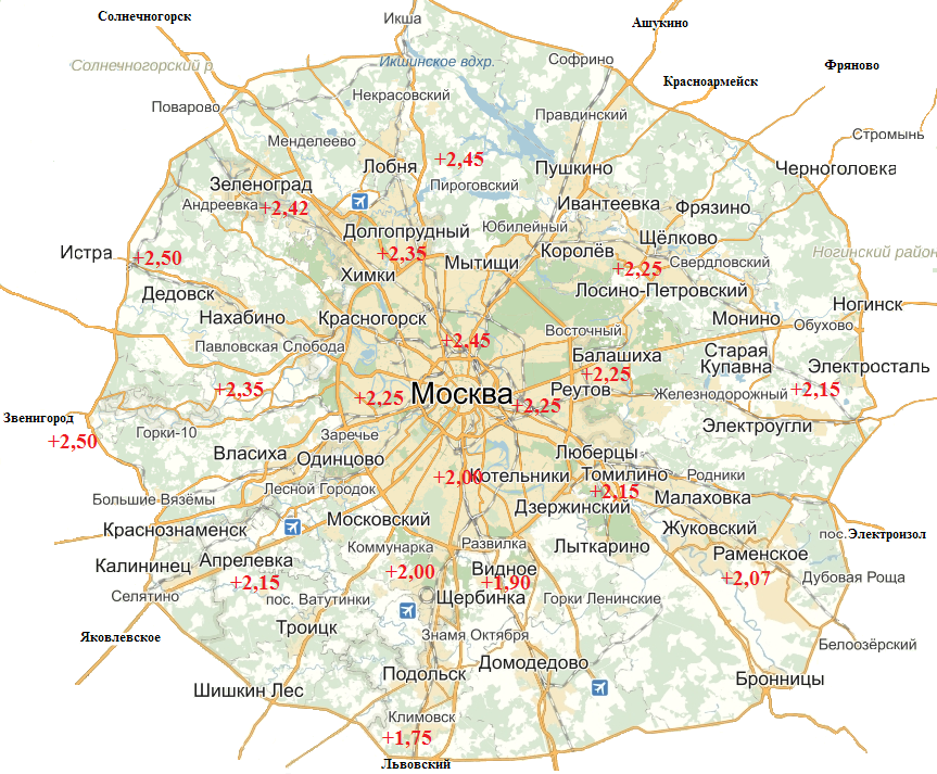 Карта московской области селятино